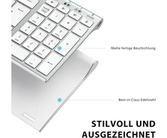 Iclever bluetooth klaviatūra, bk10 belaidė klaviatūra su 3 bluetooth kanalais, itin plona įkraunama qwertz vokiška belaidė klaviatūra, belaidė mac klaviatūra, skirta ios, android, windows, balta