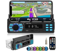Automagnetola Ifrego Automobilinis radijas su Bluetooth, Automobilinis radijas Bluetooth Radijas automobiliui 1 Din su laisvų rankų įranga 7 spalvų Sd/tf/mp3/aux įvestis, Fm/am greito įkrovimo funkcija ir funkcija, 60 W x 4 Mobiliojo telefono laikiklis automobiliui