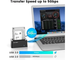 Indmem Sas į Usb 3.0 adapteris, Sas/sata kietojo disko skaitytuvo dėklo doko stotelė, skirta 2.5/3.5 colių Hdd Ssd su 12v/2a maitinimo adapteriu