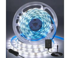 Inextstation 12 V Led juosta, šaltai balta, 5 m / 300 Led Smd 2835, kerpama Led juosta Ip65, atspari vandeniui, lipni Led juosta, skirta "pasidaryk pats" vidaus virtuvės kalėdinei dekoracijai su maitinimo šaltiniu