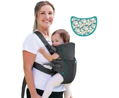 Infantino Swift Classic nešyklė - ergonomiška kūdikio nešyklė su 2 nešimo pozicijomis ir krepšiu, pilka reguliuojama kūdikio nešyklė su sėdyne klubui ir priekine kišene būtiniausiems daiktams laikyti, 300105