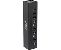 Inline® Usb 3.0 šakotuvas su aliuminio korpusu ir 4a maitinimo šaltiniu (10 prievadų), juodas