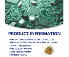Innfeeltech 100 vnt. 50v 100nf monolitiniai keraminiai kondensatoriai geltoni elektroniniai priedai kompiuteriams ir telefonams