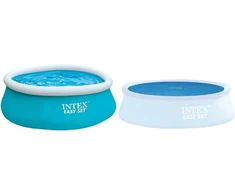 Intex Easy Set baseinas - antžeminis baseinas - vaikams, 183 cm x 183 cm x 51 cm ir saulės uždangalas baseinui - saulės uždangalas - skersmuo 244 cm - skirtas Easy Set baseinui