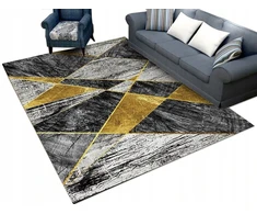 Įspūdingas neslystantis Fancy kilimas 120x160 Triangles Gold Žalias Mozaika