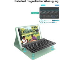 Iveoppe Ipad klaviatūra su dėklu (9-osios/8-osios/7-osios kartos), magnetinis nuimamas Qwertz išdėstymas, skirtas Ipad Air 3 ir Pro 10.5 (žalia)