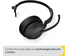 Jabra Evolve2 55 - Air Comfort belaidės mono ausinės - triukšmą slopinančios mikrofonai ir Anc - suderinamos su visomis Uc platformomis, tokiomis kaip Zoom ir Google Meet - juodos