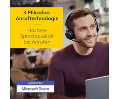 Jabra Evolve2 65 belaidės kompiuterio ausinės su mikrofonu, triukšmo slopinimas, microsoft teams sertifikuotos stereo ausinės su ilgai veikiančia baterija, usb-c bluetooth adapteris, juodos