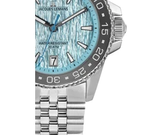 Jacques Lemans Liverpool Diver 1-2205 vyriškas laikrodis su silikonine apyranke ir odiniu paviršiumi arba metaline apyranke, 41 mm, data, 20 Atm