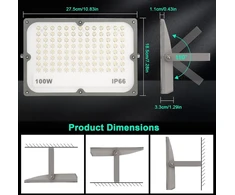 Jbdusn led lauko prožektorius 100 w, 10000 lm itin ryškus plonas prožektorius laukui, 6500 k šaltai baltas prožektorius, ip65 vandeniui atsparus lauko apsaugos žibintas sodui, kiemui, sporto aikštelei