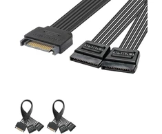 J&amp;d 2 vnt. 15 kontaktų Sata maitinimo Y skirstytuvo kabelis, jungtis iš tėviškos į moterišką - 20 cm