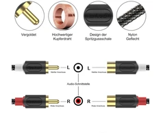 J&amp;d Rca garso kabelio ilgiklis 0,9 m, Rca ilgiklis paauksuotas [audiowave Series] 2 Rca kištukai į 2 lizdus stereo garso kabelis su Pvc apvalkalu ir nailono pynimu