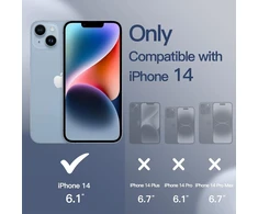Jetech 5-in-1 silikoninis dėklas, skirtas iphone 14 6.1 colio telefonui, su 2 ekrano apsaugomis ir kameros apsauga, viso ekrano grūdinto stiklo plėvelė, ekrano apsaugos kamera, smūgiams atsparus telefono dėklas (kobaltas)