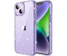 Jetech blizgantis dėklas, skirtas iphone 14 6.1 colio, blizgus smūgiams atsparus telefono dėklas, mielas apsauginis dėklas moterims ir mergaitėms (šviesiai violetinis)