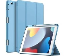 Jetech dėklas, skirtas ipad 10.2 colių modeliui 2021/2020/2019 (9-osios/8-osios/7-osios kartos) su rašiklio laikikliu, plonas planšetinio kompiuterio apsauginis dėklas su minkštu tpu galiniu dangteliu, automatinis pažadinimas/užmigdymas (mėlynas)