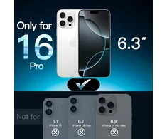 Jetech ekrano apsauga, skirta iphone 16 pro 6.3 colių, grūdinto stiklo ekrano apsauga su lengvu montavimo įrankiu, neturi įtakos dėklui, hd clear, 3 vnt.