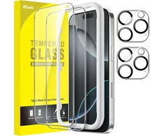 Jetech ekrano apsauga, skirta iphone 16 pro 6.3 colių su kameros apsauga, lengvas montavimo įrankis, grūdinto stiklo ekrano apsauga, hd clear, 2 vnt.