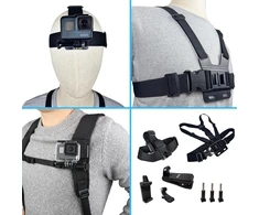 Jingxin krūtinės diržo kuprinės laikiklis ir galvos tvirtinimo rinkinys, kvėpuojantis, skirtas Gopro Hero 12, 11, 10, 9, 8, 7, 6, 5, 4, Session, 3+, Max, Akaso, Dji Osmo Action kameroms