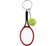 Jitnga teniso raketės raktų pakabukas, raktų žiedas, tenisas, raktų pakabukas, sportinis raktų pakabukas, mini teniso kamuoliukas vyrams, moterims, mergaitėms, sporto mėgėjams, dovana, kūrybingas (raudonas)