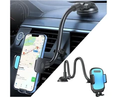 Jnnj automobilinis telefono laikiklis ant priekinio stiklo, universalus automobilinis telefono laikiklis su siurbtuku, tvirtinamas ant prietaisų skydelio, automobilinis telefono laikiklis su ilgu lanksčiu kakleliu, skirtas sunkvežimiui, furgonui (mėlynas)