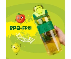 Jolly vandens butelis 750 ml, nepralaidus, be Bpa, galima plauti indaplovėje, neslystantis paviršius, apsauginis užraktas ir nešimo dirželis, idealus mokyklai, sportui ir kasdieniam gyvenimui, žalias