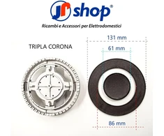 Jpshop - Rinkinys 4, pritaikomas dujinėms viryklėms, suderinamas su Nardi, komplekte 4 liepsnos skirstytuvai ir 1 triguba karūna