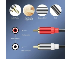 Jsadzkj 1.8 m 2 rca prailginimo laidas 2rca į 2rca stereo audio laidas 2rca vyriškas į 2rca vyriškas audio laidas 2rca adapterio prailginimo laidas, skirtas hdtv stiprintuvui hi-fi sistemai garsiakalbiui
