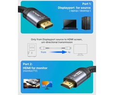Jsaux 4k displayport į hdmi kabelis 2 m, 4k @ 30hz/2k @ 60/1080p@120 vienakryptis [paauksuotas, pintas, aliuminio apvalkalas] dp kompiuteris į hdmi monitorių, suderinamas su lenovo, hp, dell, amd, nvidia
