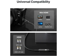Jsaux mini hdmi į hdmi adapteris, mini hdmi male į hdmi female adapterio kabelis su 4k 60hz hdr 3d 18gbps, suderinamas su dslr, vaizdo kamera, nešiojamuoju kompiuteriu, planšetiniu kompiuteriu, hdtv, projektoriumi, juodas