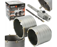 Juodas gręžimo karūna betonui sds+ plus, skirta dėžutėms 65mm + 80mm