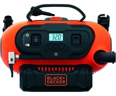 Juodas+decker Bdcinf18n-qs 11.0 Bar kompresorius/oro pompa (galimas maitinimo šaltinis: 12v/230v jungtis arba 18v akumuliatorius, 160psi padangoms, kamuoliams, vežimėliams, su 2 veikimo režimais ir siurbimo režimu
