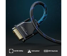 Kabeldirekt Dual Link Dvi kabelis - su ferito šerdimi, pynimu ir pilno metalo jungtimi - 3 m (skaitmeninis Dvi-d/24+1 monitoriaus kabelis, Dvi į Dvi, iki 2560 × 1600 esant 60 Hz arba Full Hd/1080p, nailonas)