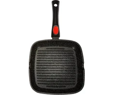 Kamberg 0008028 – keptuvė-grilis 24 cm – nuimama rankena – lietas aliuminis – akmens efekto danga – tinka visoms viryklėms, įskaitant indukcines – be Pfoa, aliuminis, pilka, 24 cm