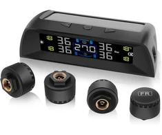 Kaolali tpms padangų slėgio stebėjimo sistema, vidaus temperatūros ekranas, įkrovimas saule ir usb funkcija, su spalvotu lcd ekranu ir 4 išoriniais padangų slėgio davikliais skirtas furgonams, kemperiams, sunkvežimiams, visureigiams