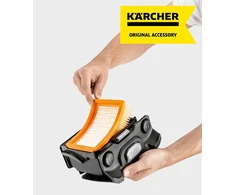 Kärcher plokščias klostuotas filtras Kärcher universaliems dulkių siurbliams Wd 4–wd 6 (greitai ir lengvai pakeičiamas, be kontakto su nešvarumais, leidžia siurbti drėgnus ir sausus paviršius nekeičiant filtro)