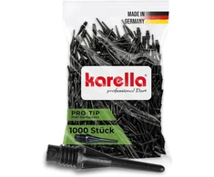 Karella Dart Tips Pro 2 Ba antgalio sriegis, juodi, 1000 vnt. pakuotė, 25 mm ilgio