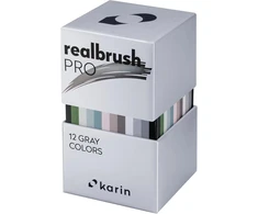 Karin Realbrush Pro pilki atspalviai - 12 teptukų rinkinys išskirtiniame ir apsauginiame dėkle
