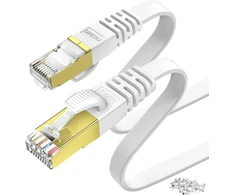 Kasimo lan kabelis 5 metrų tinklo kabelis cat 7 5 m cat 7 plokščias kabelis - 10 gbitų / 600 mhz - ethernet kabelis 5 m su paauksuotu rj45 - interneto kabelis 5 m baltas