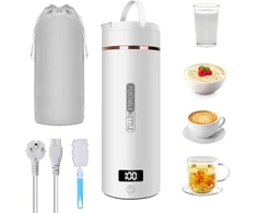 Kelioninis virdulys Small, 450 ml elektrinis vandens puodelis, greitas vandens virimas, mažas virdulys, kelioninis mini virdulys, nešiojamas 316 nerūdijantis plienas, su temperatūros nustatymu