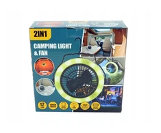 Kempingo lempa 12 led su ventiliatoriumi ir pakabinimo rankena palapinei