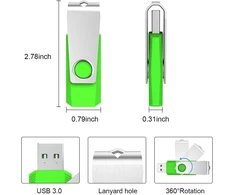 Kexin Usb 3.0 atmintinės 64 Gb, 10 vnt., metalinis korpusas, pasukamas dizainas