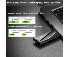 Kietasis diskas Ssk usb 3.2 ssd atmintinė 256gb, didelis greitis iki 550mb/s itin greitas adapteris išorinis nešiojamas ssd usb 3.2 gen 2 atmintinė, skirta type-c android telefonams, nešiojamam kompiuteriui, planšetiniam kompiuteriui, mac