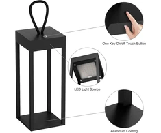 Klighten pritemdoma led stalinė lempa su baterija, belaidė jutiklinė įkraunama nešiojama stalinė lempa su usb įkrovimo stotele, 3000 k lauko vandeniui atspari stalinė lempa vidaus ir lauko terasos dekoravimui, juoda