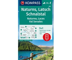 Kompass žygio žemėlapis 051 Naturns, Latsch, Schnalstal / Naturno, Laces, Val Senales 1:25.000: 3in1 žygio žemėlapis su aktyviu gidu, įskaitant žemėlapį, skirtą ... kompass programėlėje. Važiavimas dviračiu. Slidinėjimo turai.