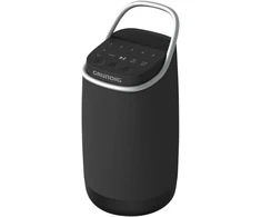 Kompiuterio kolonėlės Grundig Bluetooth kolonėlė Gbt Band 360, muzikos grotuvas, 360° garsas, 12 W Rms, iki 30 m veikimo nuotolis, iki 19 valandų baterijos veikimo laikas, Dab+ ir Fm radijas, Aux įvestis, Oled vienspalvis ekranas, juoda