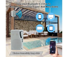 Kompiuterio kolonėlės Herdio 3.5 colių bluetooth lauko kolonėlė, jūrų kolonėlė, 3 juostų, 200 w, atspari vandeniui, atspari oro sąlygoms laukui, patalpoms, terasai, sodui, deniui, kemperiui, valčiai, terasai, restoranui (1 pora, balta)