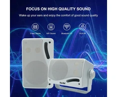 Kompiuterio kolonėlės Herdio 3.5 colių bluetooth lauko kolonėlė, jūrų kolonėlė, 3 juostų, 200 w, atspari vandeniui, atspari oro sąlygoms laukui, patalpoms, terasai, sodui, deniui, kemperiui, valčiai, terasai, restoranui (1 pora, balta)