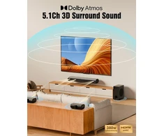 Kompiuterio kolonėlės Hiwill 5.1ch garso juosta, skirta televizoriams Dolby Atmos, erdvinio garso sistema televizoriams, 5.25 colių žemų dažnių garsiakalbis, aiškus garsas, bluetooth garso juostos, 380 W didžiausia galia