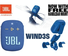 Kompiuterio kolonėlės Jbl Box Wind 3s nešiojama mini bluetooth kolonėlė atspari vandeniui su spaustuku sportui, dviračiui ir paspirtukui - Bass Boost - mėlyna