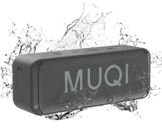 Kompiuterio kolonėlės Muqi Bluetooth garsiakalbis, muzikos grotuvas su Ipx7 atsparumu vandeniui, belaidės kolonėlės, 10 W stereo garsas, intensyvus žemų dažnių garsas, 24 valandų grojimo laikas, įmontuotas mikrofonas, nešiojama kolonėlė namams, laukui (pilka)